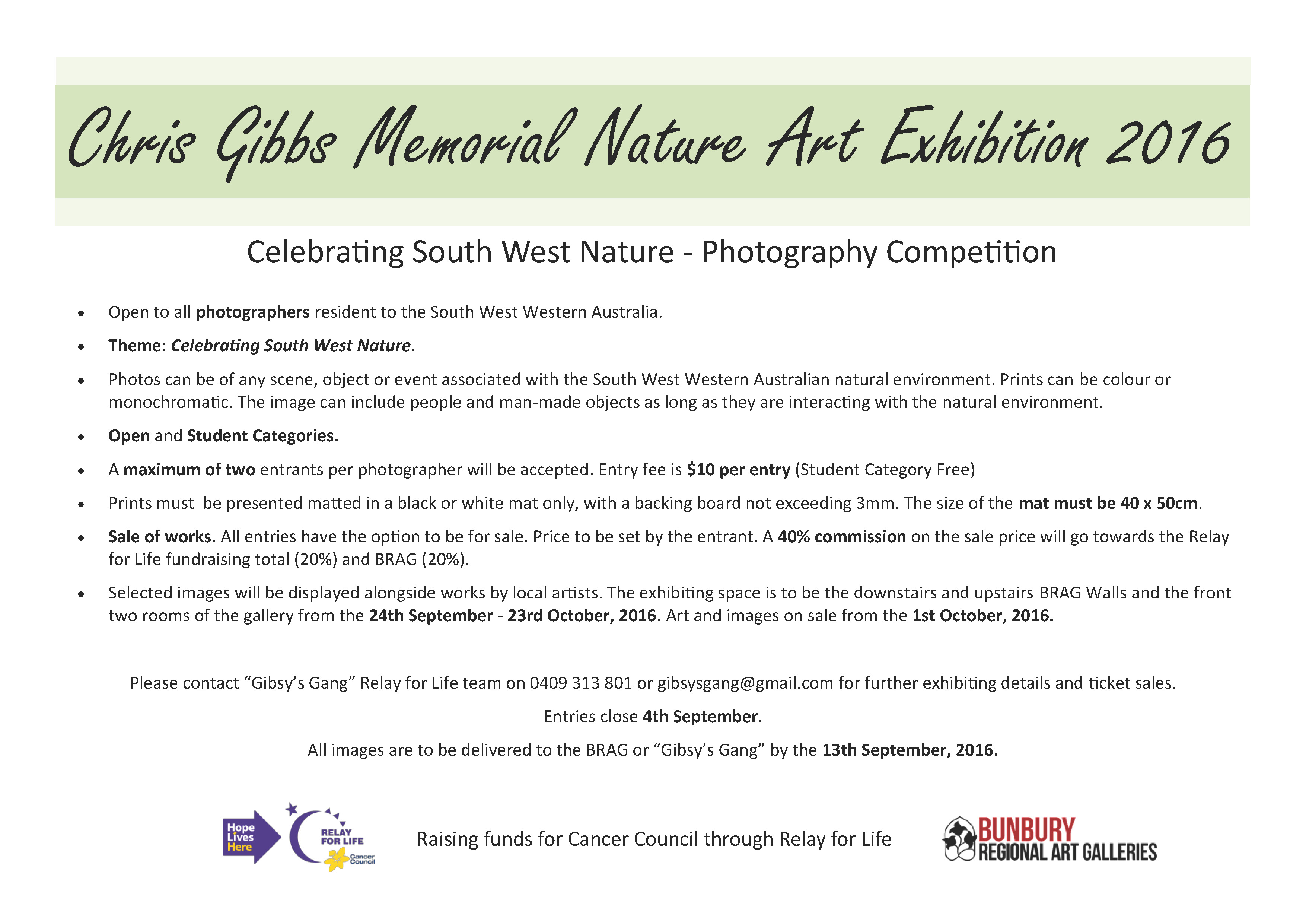 Chris Gibbs Memorial Nature Art Exhibition 2016 Photo Comp